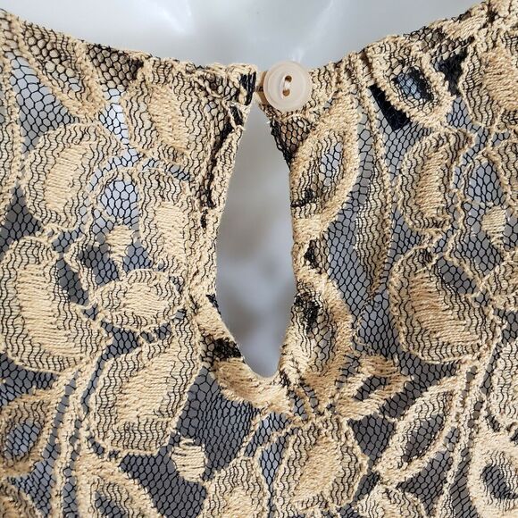 Evan Picone Womens Tank Top Size 14 Mesh Sheer Round Neck Sleeveless Career Tan - Picture 6 of 11